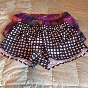 Old Navy Pink & Black Checked Athletic Shorts (Pair)